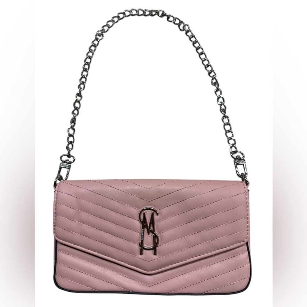 Steve Madden Quilted Chain Shoulder Bag Blush Pink EUC